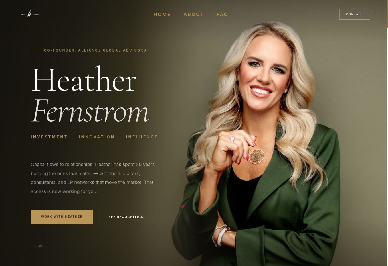 Heather Fernstrom&rsquo;s personal brand website, designed by Baldwin & Co.