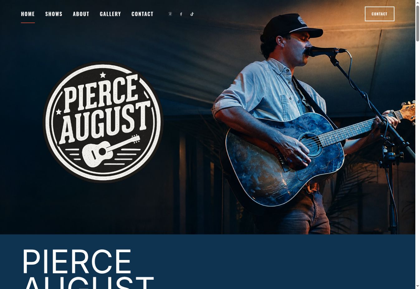 Pierce August&rsquo;s website, designed by Baldwin & Co.