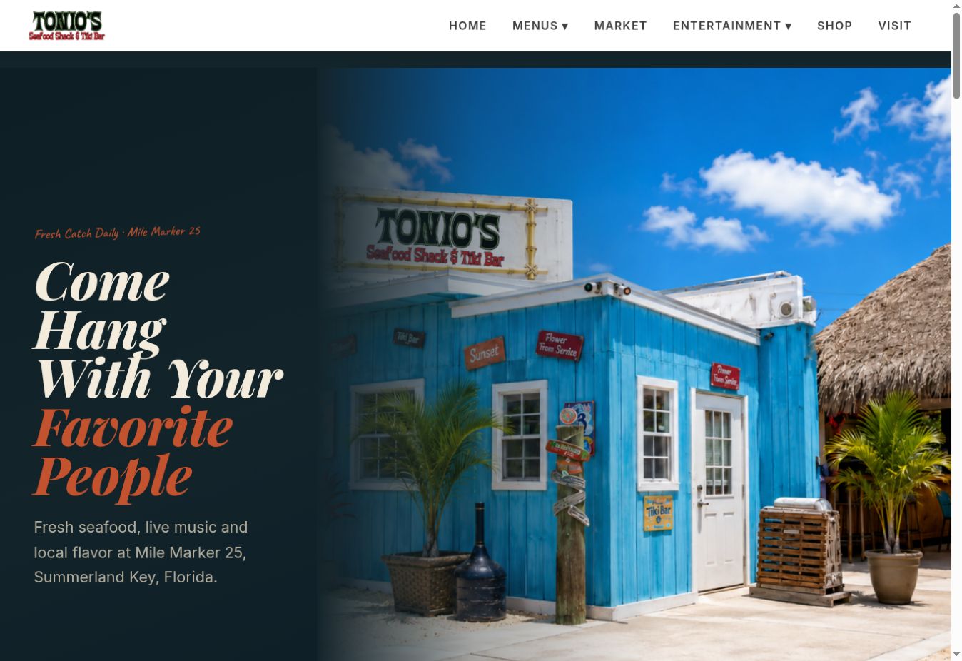 Tonio&rsquo;s Seafood Shack and Tiki Bar website preview